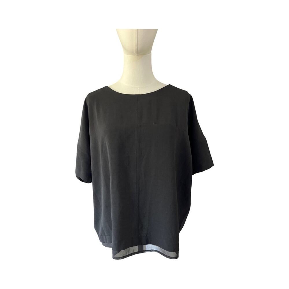 Lululemon A Shift In Time Black Short Sleeve Blouse Women's Size 8 Relaxed Fit - Picture 8 of 10